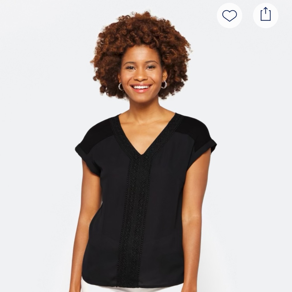 Crochet Trim Mixed Material Blouse